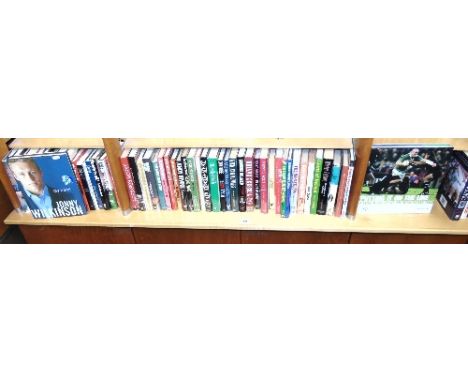 One Shelf of Rugby Books. Biographies and General interest.