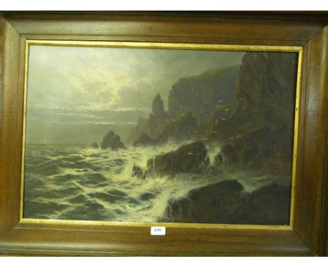 FRANCIS E. JAMIESON. BRITISH 1895-1950 A rugged coastal seascape. Signed. Oil on canvas 20' x 30'