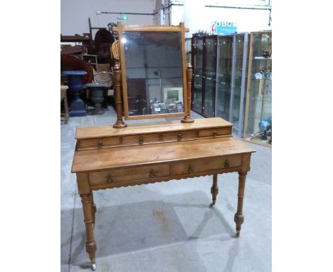 A late Victorian Arts and Crafts light oak dressing table. 48' wide