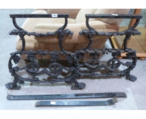 Coalbrookdale. A pair of Victorian cast iron bench ends, together with a pair of table ends
