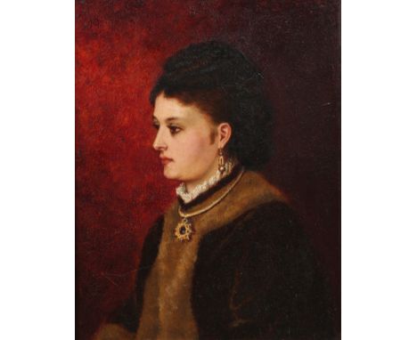 MANNER OF GEORGE HENRY BOUGHTON (1833-1905), PORTRAIT OF A LADY, unsigned, oil on panel, framed, 23cm by 18cm; together with 