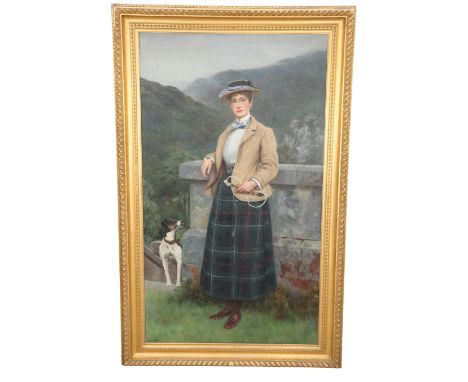 WILLIAM CLARKE WONTNER (1857-1930), PORTRAIT OF MRS KENNETH MACKENZIE WITH HER DOG, signed and dated 1894 lower left, oil on 