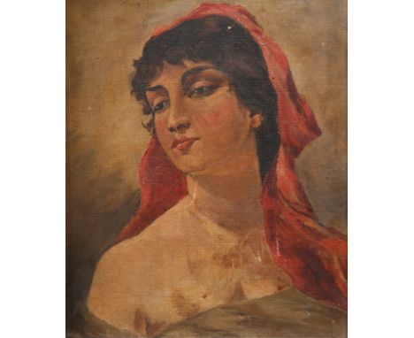 CONTINENTAL SCHOOL (19TH CENTURY), PORTRAIT OF A GIRL, oil on canvas, framed. 22cm by 18cm