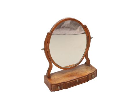 A GEORGE III MAHOGANY SWING TOILET MIRROR, with oval mirror plate, the base with three drawers; together with A VICTORIAN LON