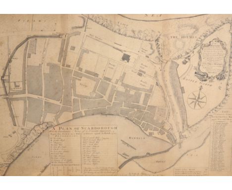 NATHANIEL HILL, A PLAN OF SCARBOROUGH, pub. William Vincent, 1747, framed,&nbsp;53cm by 75cm; together with AN AUTOTYPE PRINT
