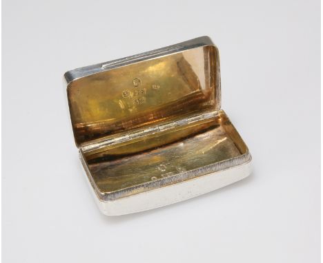 A GEORGE III SILVER SNUFF BOX, JOHN SHAW, BIRMINGHAM 1806, of plain rectangular form, slightly shaped for the pocket, gilded 