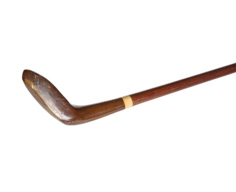 A NOVELTY GOLF "SUNDAY STICK" WALKING STICK, by A.H. Scott, with inlaid horn leading edge. 91cm