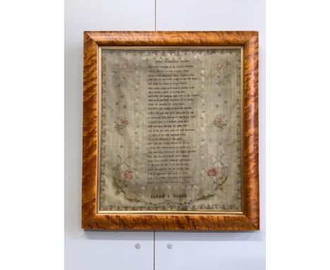 An early 19th century sampler dated 07, by Sarah Baker, ‘Henry IV’s Soliloquy of Sleep’, together with a later smaller alphab