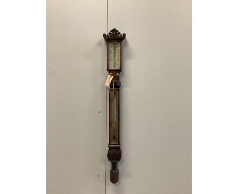 A William IV rosewood stick barometer by Ross, London, height 97cm. Condition - fair