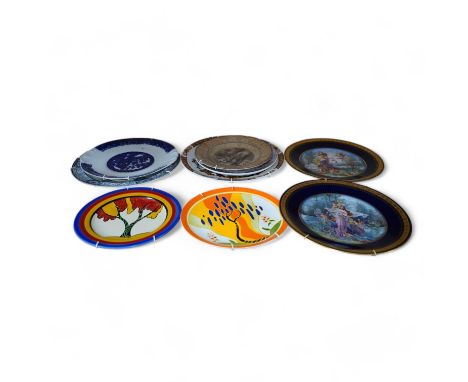 Nine various decorative wall plates including a Wedgwood limited edition ‘Windbells’ in the Bizarre living landscapes of Clar