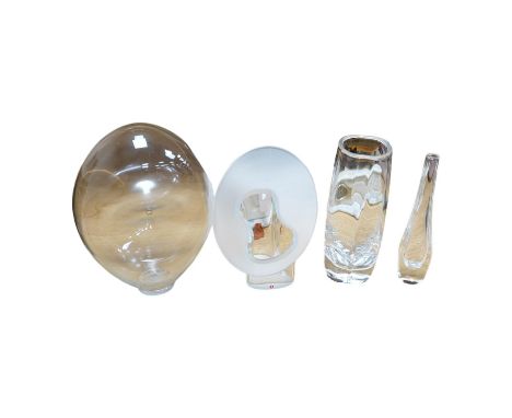 Glassware comprising a Finnish vase, an Orrefors vase, an Ingeborg Lundin vase and another, latter chipped, 33cm high. Condit