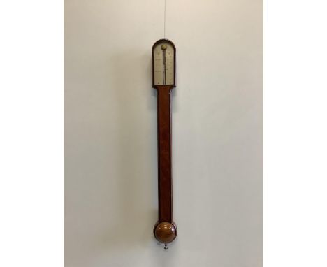 An early 19th century walnut stick barometer by Jones Holborn, height 95cm. Condition - good