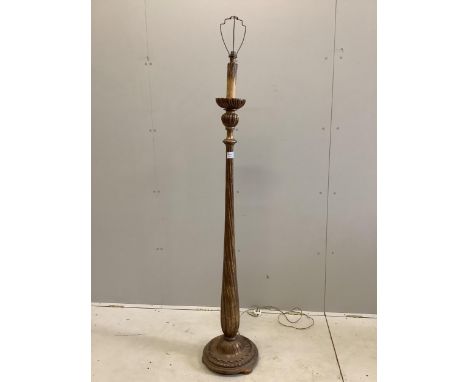 A gilt carved wood lamp standard, height including fittings 187cm. Condition - poor to fair