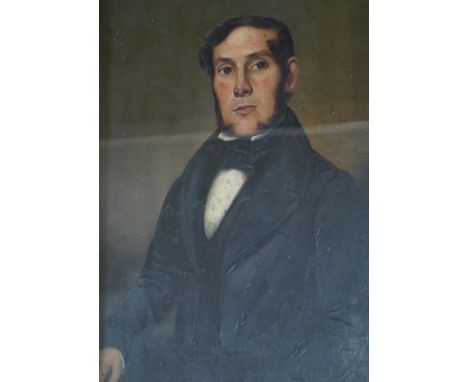 Victorian school, oil on board, portrait of a gentleman, 26x18cm. Condition - fair to good