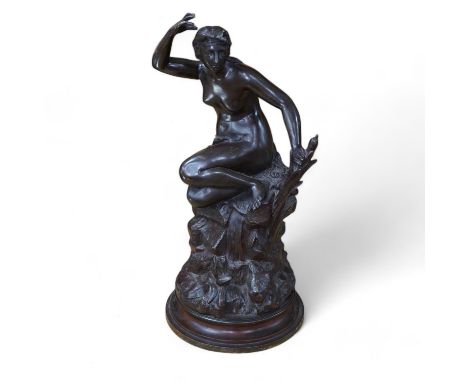 A 19th century classical bronze of a maiden, signed B. Barrault, 49cm high. Condition - some slight grazing to patina of figu