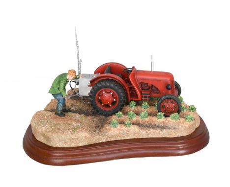Border Fine Arts Studio Tractor 'Tatty Spraying', model No. A5894 by Ray Ayres, on wood base, with boxNo certificate. In over