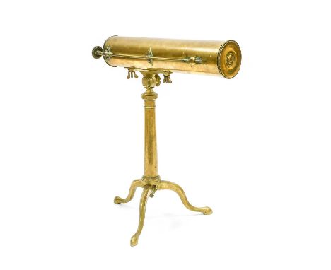 Nairne, London Gregorian Telescope, with 2 3/4" 7cm mirror, barrel length 14", 36cm on brass tripod with makers name inscribe