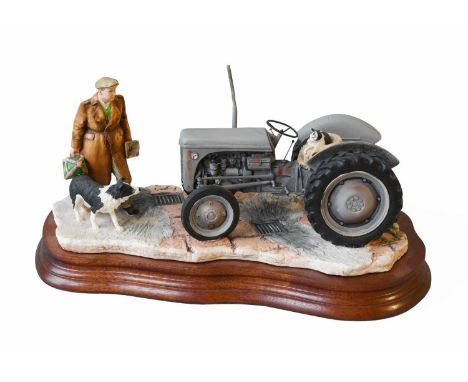 Border Fine Arts 'An Early Start' (Massey Ferguson Tractor), model No. JH91 by Ray Ayres, on wood baseNo box, no certificate.