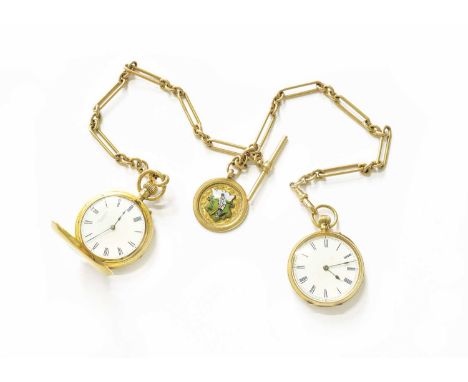 A Lady's 18 Carat Gold Half Hunter Fob Watch, signed John Bennett, London, A Lady's 18 Carat Gold Fob Watch, A 15 Carat Gold 