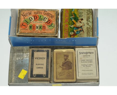 Vintage games, to include Tiddly Winks, and playing cards 