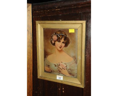 Framed half length portrait print of a young girl 