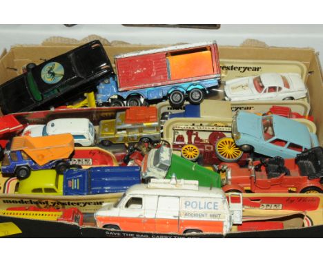 Box of diecast, to include play worn Corgi The Green Hornet Black Beauty 