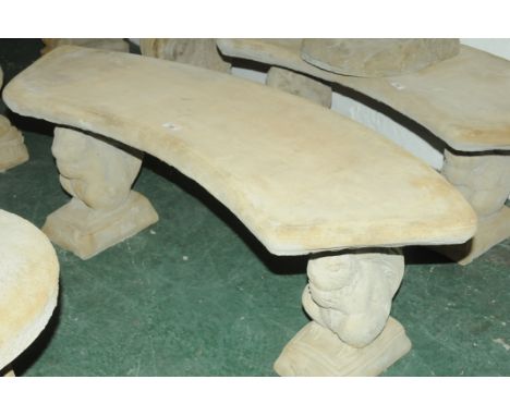 Bow shaped garden bench on squirrel supports 