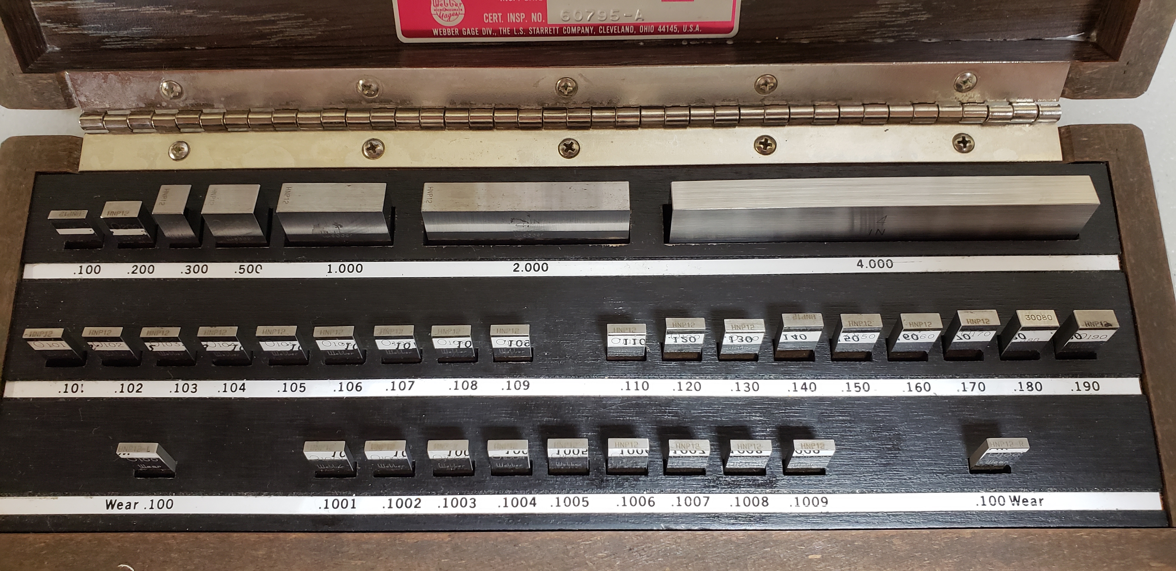 Starrett Gage Block Set, stainless steel construction, grade 2, model