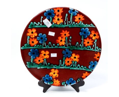 A Poole Pottery studio wall plate, Janice Tchalenko design, limited edition 8/25