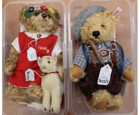 A Steiff limited edition Heidi with goat kid, mohair, no. 457/1500, model no. 660788, with fabric bag and certificates, bear 