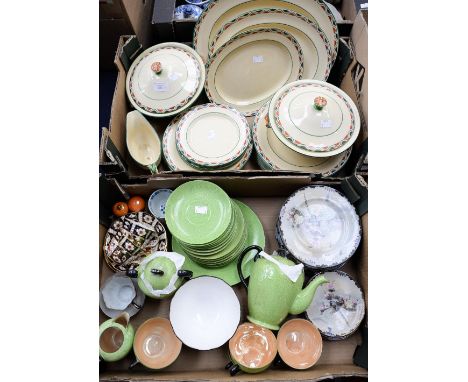 Two boxes of ceramics including a Mintons dinner service, two Royal Crown Derby cups and saucers etc (two boxes) 