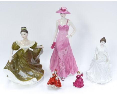 A collection of figures, comprising Royal Doulton 'Lynne' HN 2329, 'Harmony' HN 4096, a Royal Worcester 'Ladies' Day' figure 