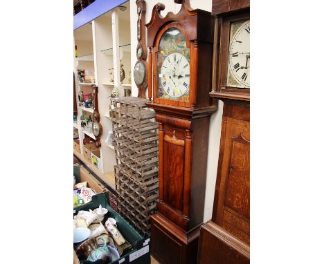 An early Victorian mahogany eight day longcase clock, hood with a swan neck pediment, the white enamelled dial with black Rom