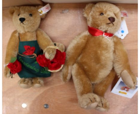 A boxed Steiff limited edition 100 year Jubilee bear 2002, cinnamon mohair, no. 02373, model no. 671050, height 27cms, togeth