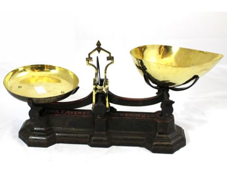 A set of 19th Century cast iron Avery shop scales, up to 2lb