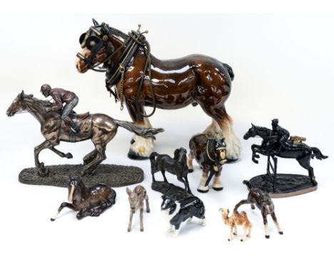 A group of ceramic horses to include Beswick and Melba ware 