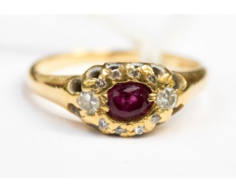 An 18k gold and ruby ring, 2.7 grams approx. gross weight 