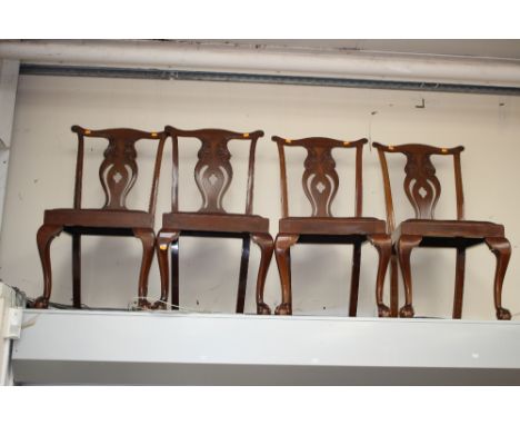 A set of four early 20th Century Mahogany dining chairs, in the manner of Thomas Chippendale (4)