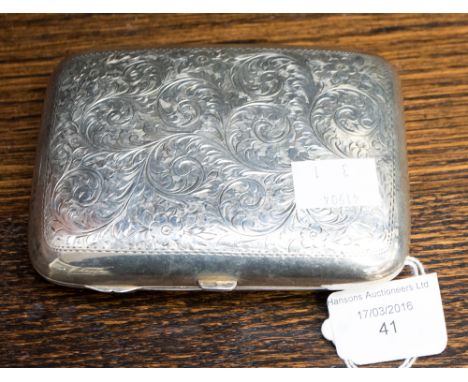 An Edward VII cigarette case, engraved leafage scrolls, hallmarked for W.G. Knight Birmingham 1905, approx. 157grms 
