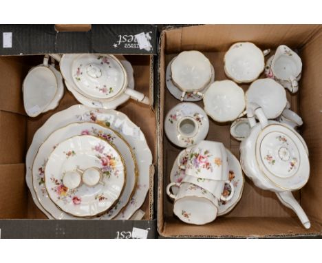 Royal Crown Derby 'Posies' tea set with teapot, coffee pot, three milk/cream jugs, thirty six pieces in all approx. including