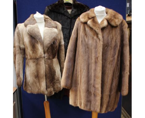 Three-quater length mink light brown fur coat 

