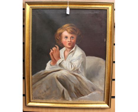 Rowbottom, M.M, oil portrait of a girl, signed and dated 1898 