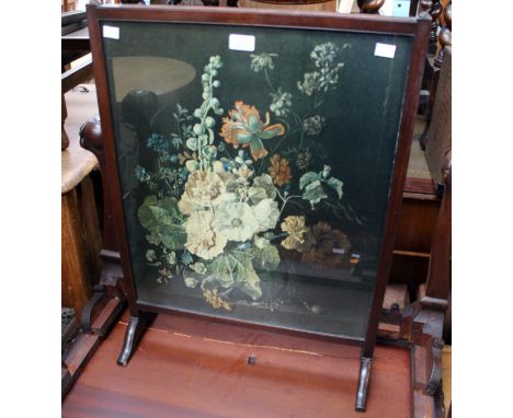 A collection of furniture comprising mahogany coffee table, a bed tray, an early 20th Century coffee table, a firescreen and 