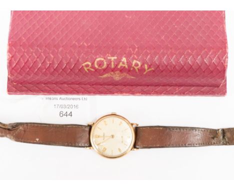 A Rotary 1960s gold cased wrist watch, subsidiary dial, original box 