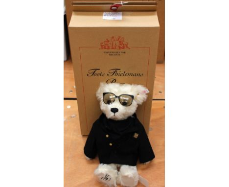 A boxed Steiff limited edition 'Toots Thieleman's' Teddy bear, white mohair, musical movement playing 'Hard To Say Goodbye' N