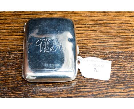 A George V silver cigarette case, plain form, Birmingham 1919, 2.52 ozt approx.