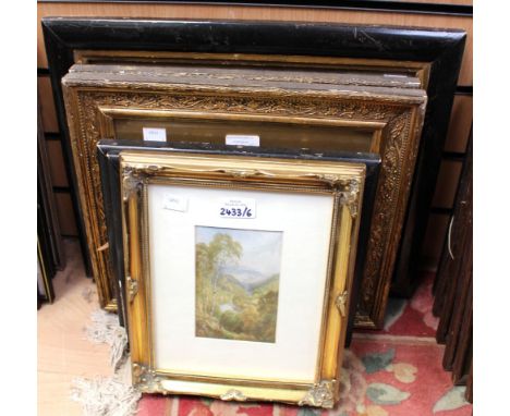 A pair of furnishing oils, a print and three tapestry pictures 