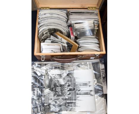 Photographs, very good professional quality from the 1960s, traction engines, vintage cars etc, a box, bag and two loose port