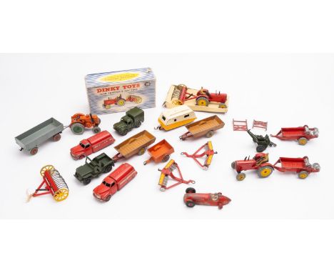 A Dinky Toys Farm Tractor and Hay Rake 310. Comprising a Massy Harris tractor and implement, boxed, together with a collectio