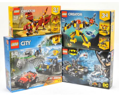 Lego sets x 4 includes 31073 Creator - Mythical Creatures, 31090 Creator - Underwater Robot, 60172 City - Dirt Road Pursuit, 